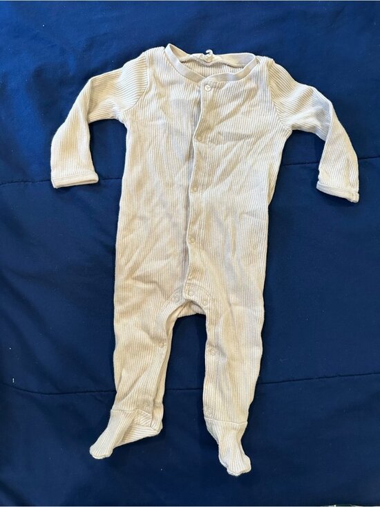 Other - Soft Ribbed Footed One-Piece in Cream — Baby Long-Sleeve Romper